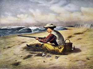 Currier & Ives Illustration 19th Century. Beach Snipe Shooting by N. and Ives, J.M. Currier